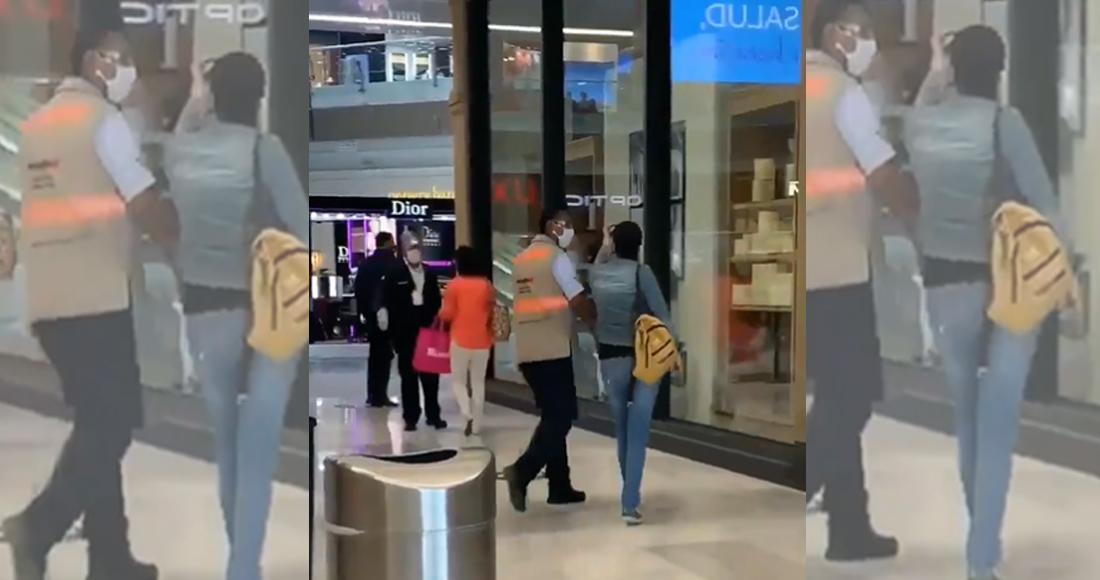 Mujeres intentan ingresar al centro comercial Perisur en la CDMX sin pasar el filtro de prevención del COVID-19