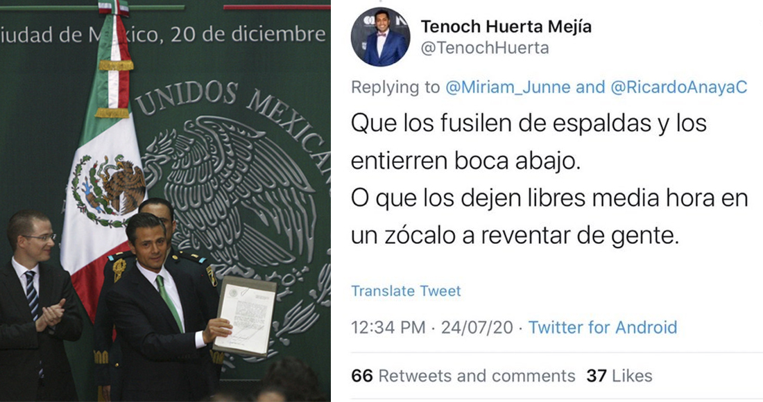 Tenoch Huerta pide que fusilen a traidores a la Patria que aprobaron la Reforma Energética e incendia la Red