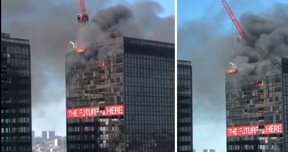 Ahora se incendia la torre del World Trade Center en Bruselas, Bélgica