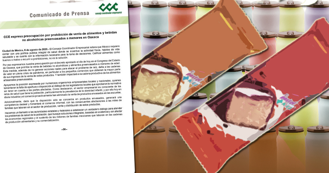 El CCE condena la reforma para prohibir comida «chatarra» a menores de edad en Oaxaca; también afectaría a artesanos