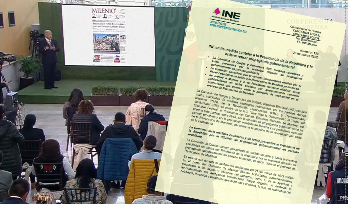 INE ordena a AMLO retirar la Mañanera del AIFA; Monreal afirma que el órgano electoral no tiene injerencia
