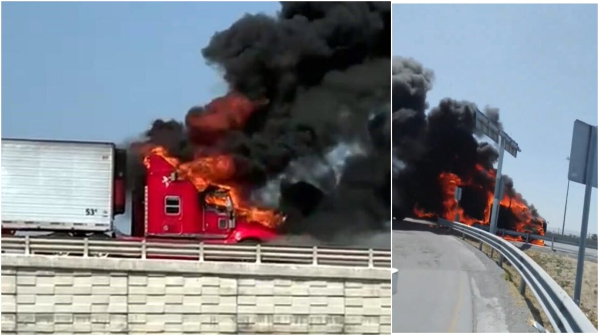 Al menos 4 tráileres son incendiados en Reynosa; transportistas protestan contra medidas excesivas de Texas