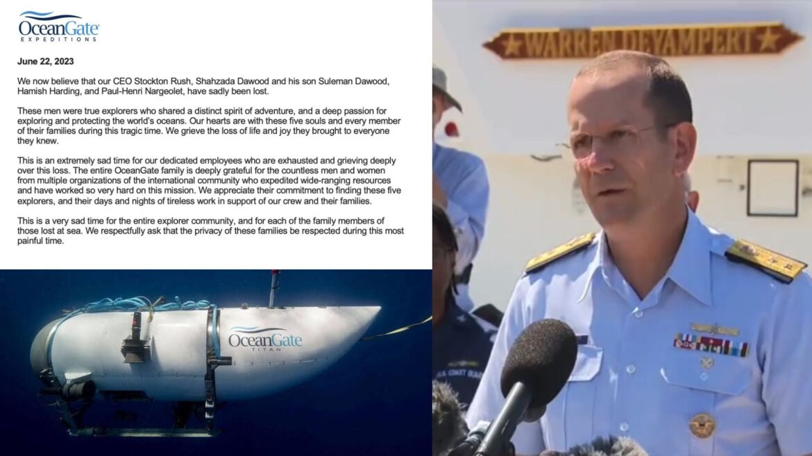 Guardia Costera confirma el peor escenario: los 5 tripulantes del submarino Titan fallecieron
