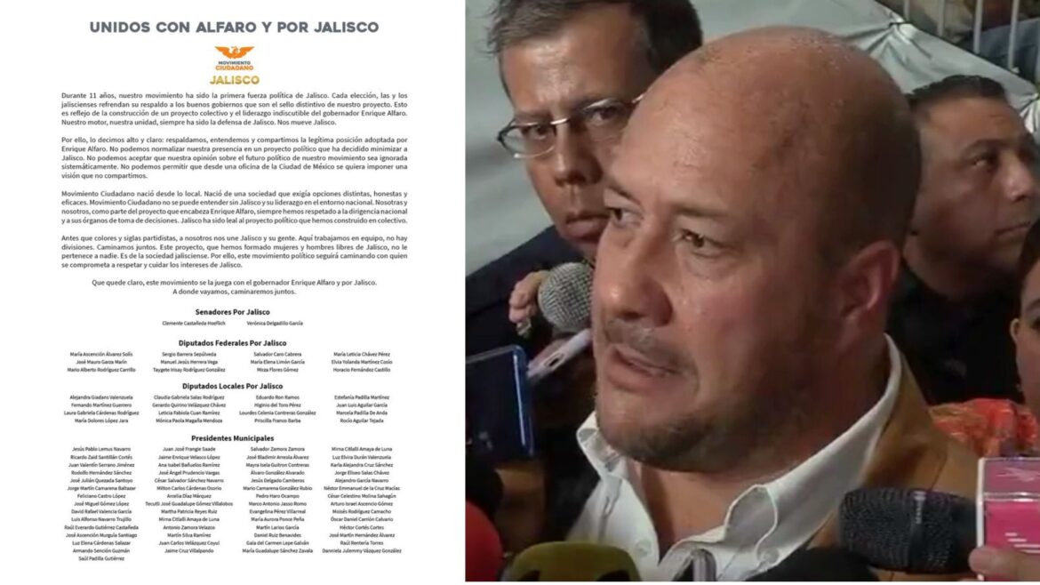 MC Jalisco respalda a Alfaro en ruptura con la dirigencia nacional del partido