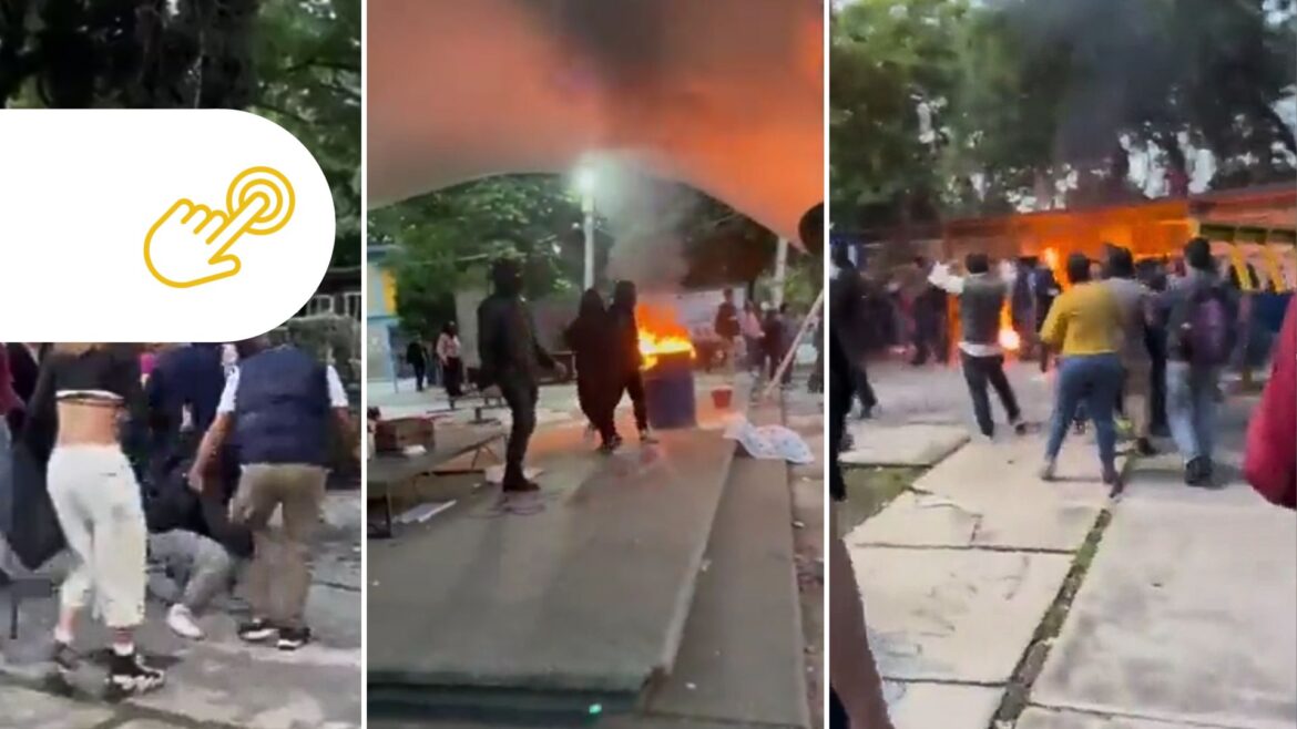 Encapuchados vandalizan el CCH Azcapotzalco y queman la Dirección; tres trabajadores resultaron heridos