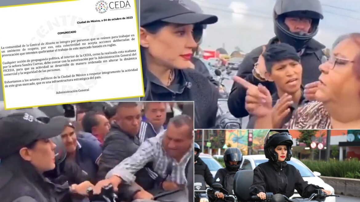 Sandra Cuevas es expulsada de la Central de Abastos donde pretendía arrancar su campaña