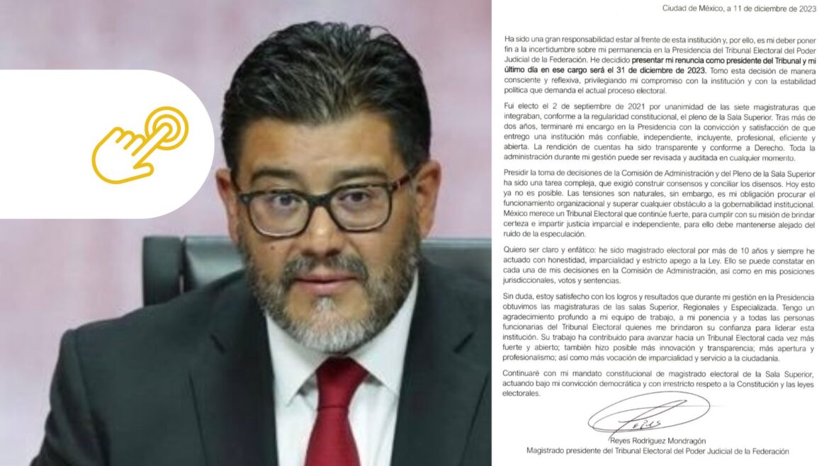 Reyes Rodríguez Mondragón renuncia a la presidencia del TEPJF por tensiones internas