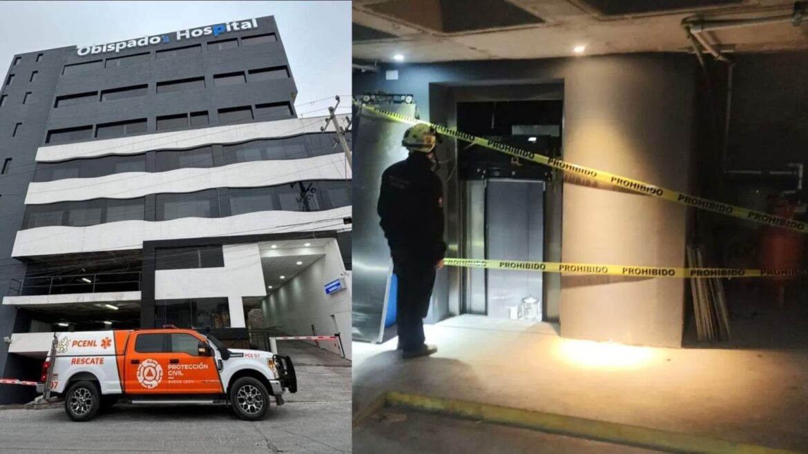 Un elevador con 11 personas cae desde el quinto piso de un hospital privado de Monterrey