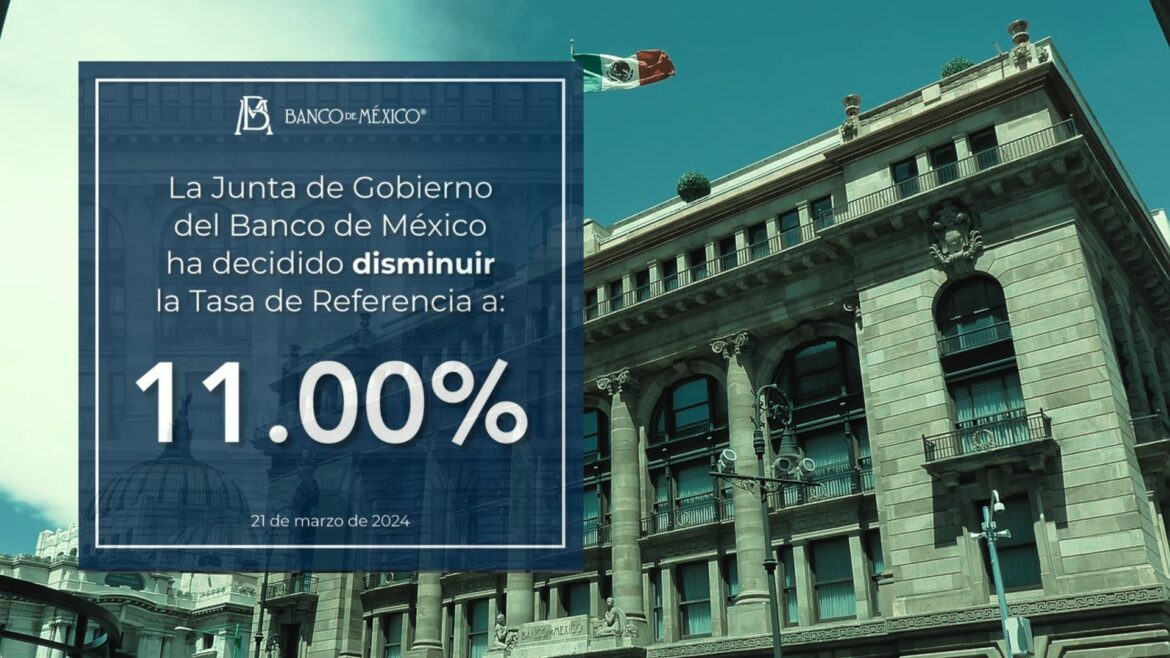 Banxico recorta 25 puntos a la tasa de interés interbancaria y se ubica en 11%