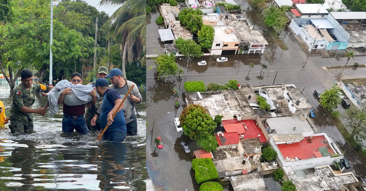 Lluvias intensas causan inundaciones en Chetumal y más de mil 500 personas son evacuadas