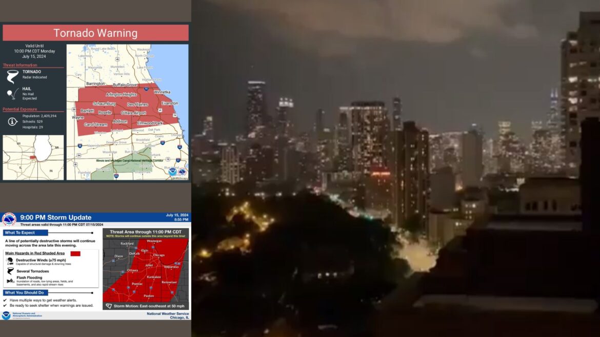 Se activa alerta por tornado en Chicago; árboles caídos y líneas de luz afectadas