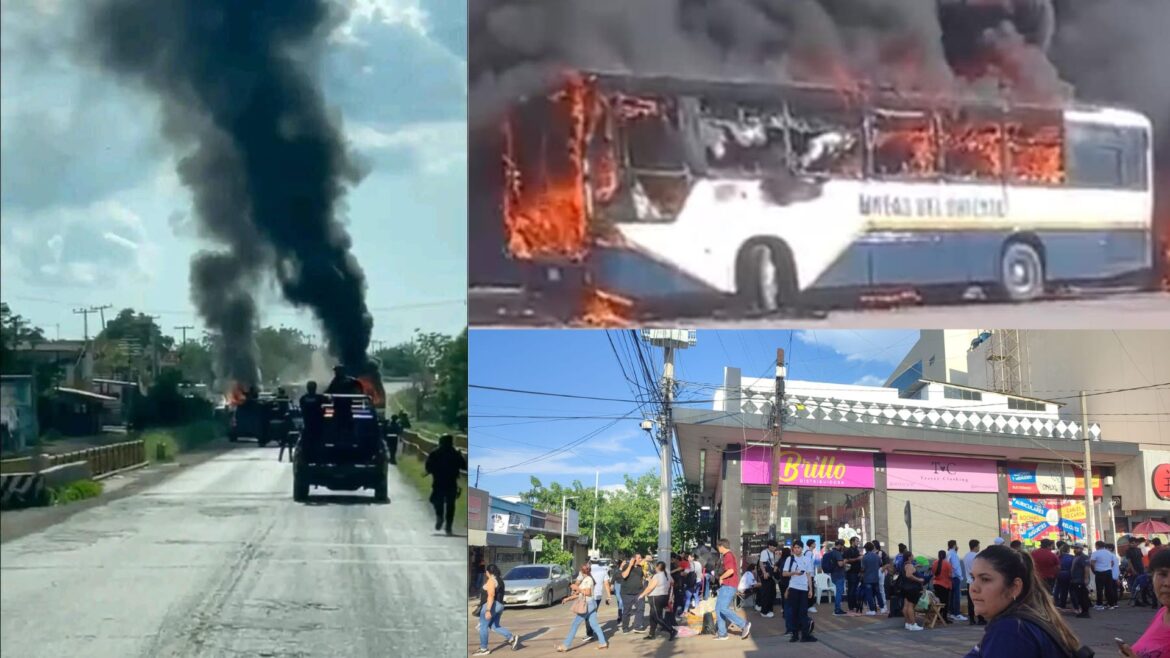 Caos en Culiacán por bloqueos, persecuciones y quema de vehículos