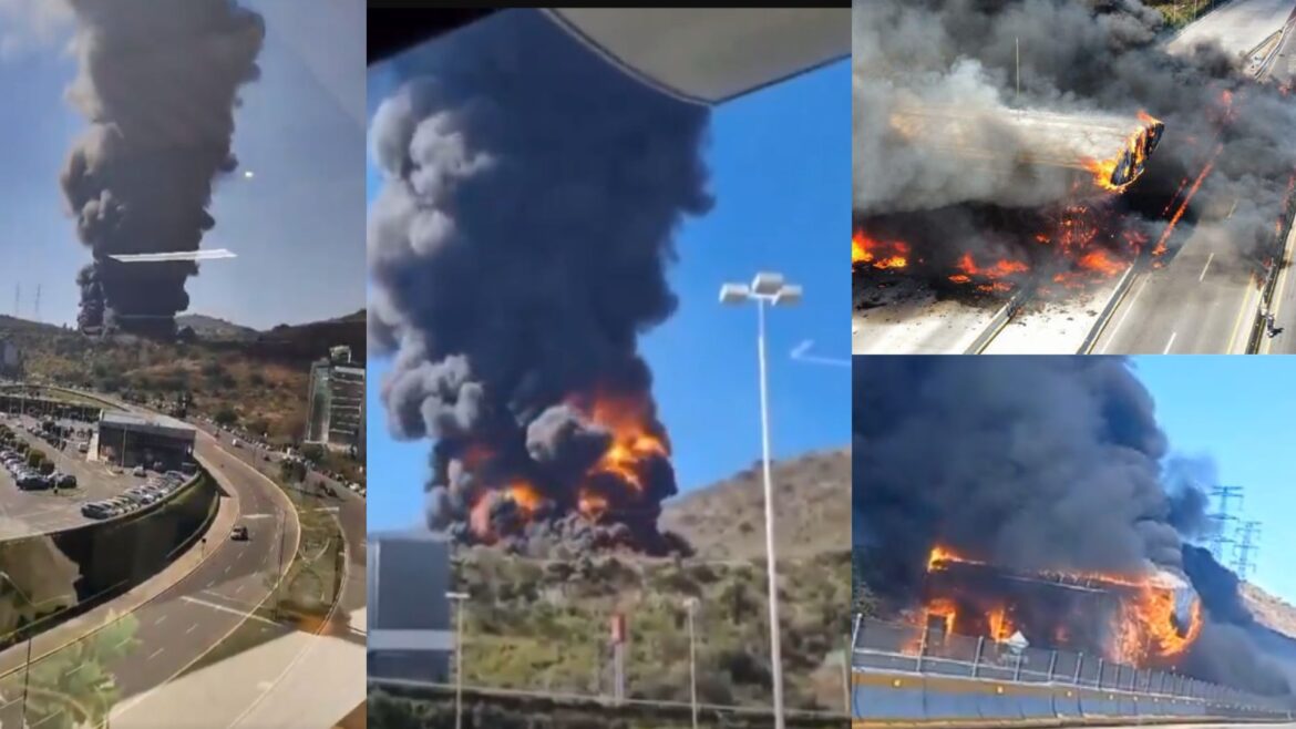 Explosión de pipa de Pemex desata incendio en la autopista Lechería-Chamapa