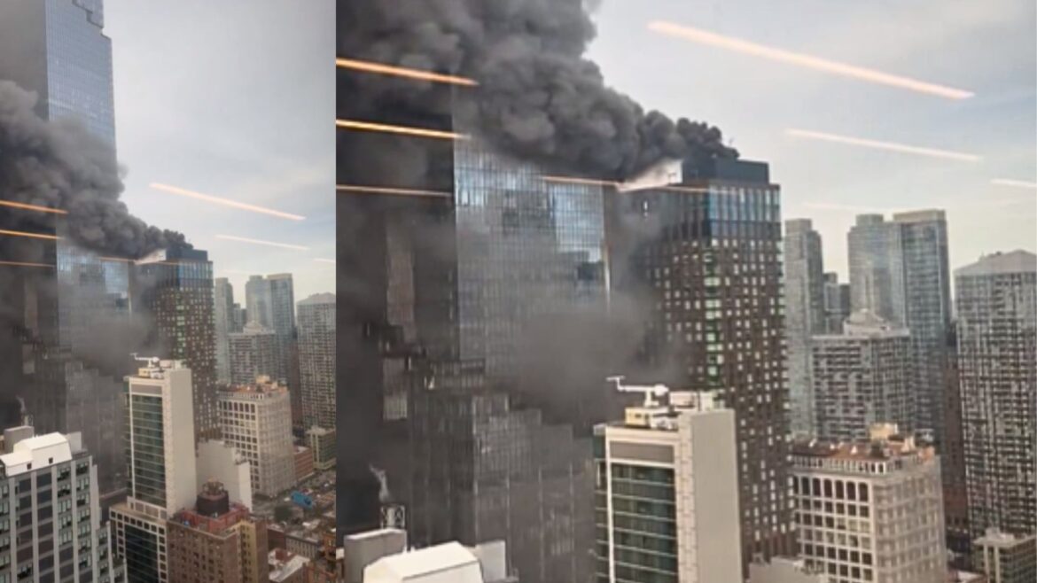 Gran incendio en rascacielos de lujo en Manhattan llena el cielo de humo, sin víctimas reportadas