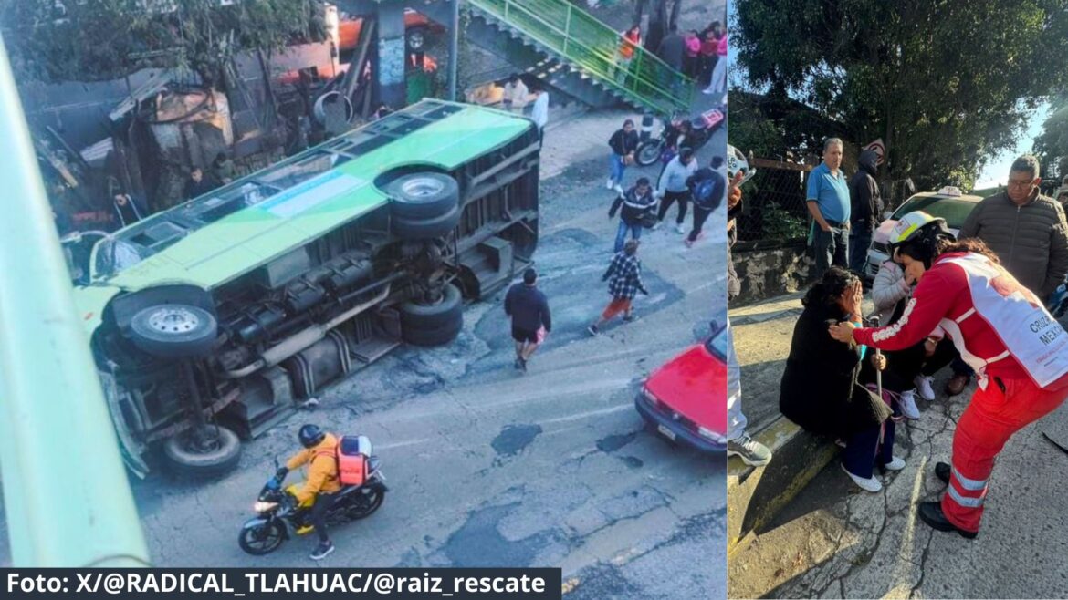 Volcadura de autobús en la México-Cuernavaca deja 32 heridos en Tlalpan