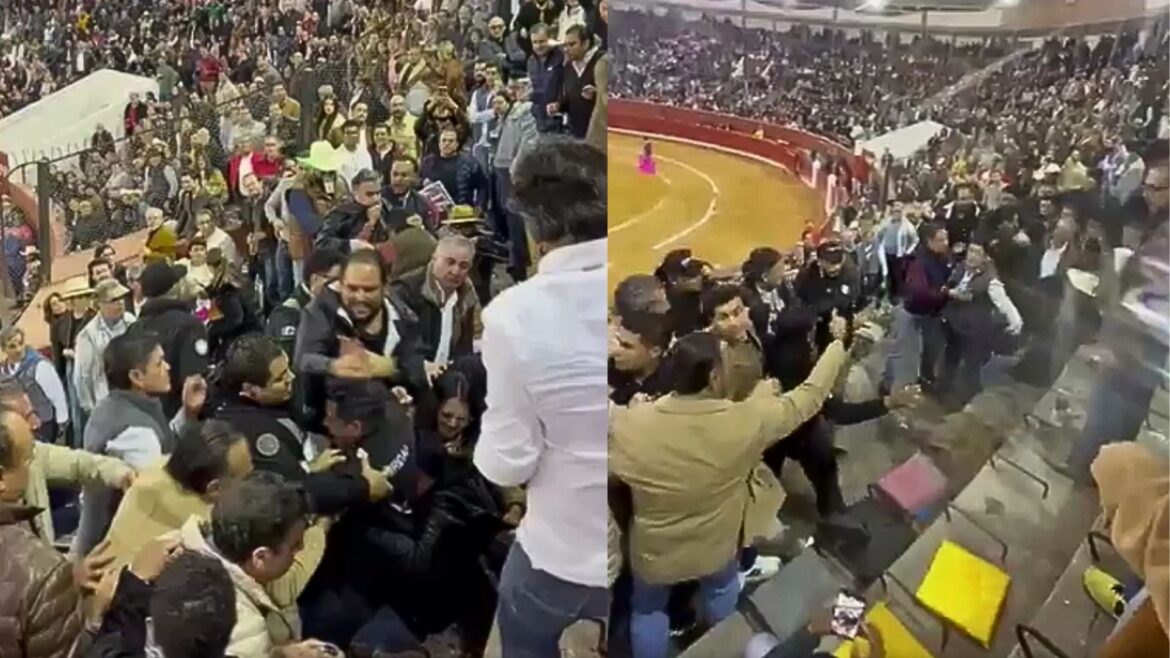 Caos y enfrentamientos entre aficionados marcan evento en la plaza de toros de San Luis Potosí