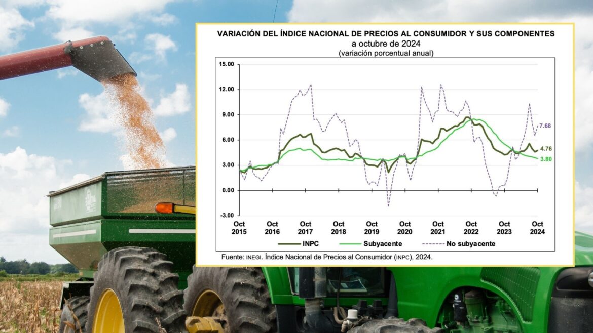 Inflación anual en México sube a 4.76% en octubre impulsada por alza en productos agropecuarios y energéticos