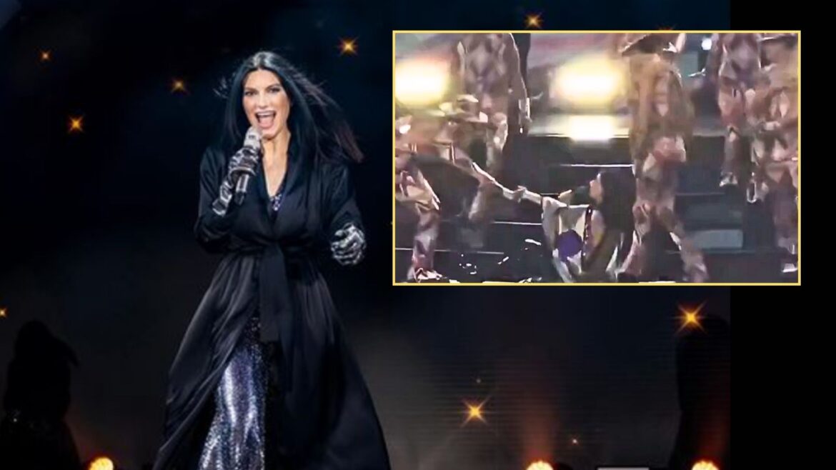 Laura Pausini sufre caída en el escenario de Milán pero continúa cantando con profesionalismo