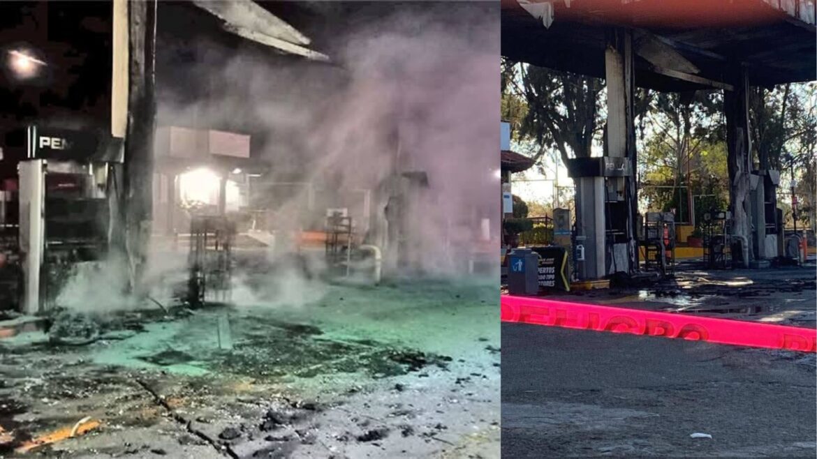 Incendio y ataque a tiros en gasolinera y tienda de autoservicio en Cuitzeo, Michoacán