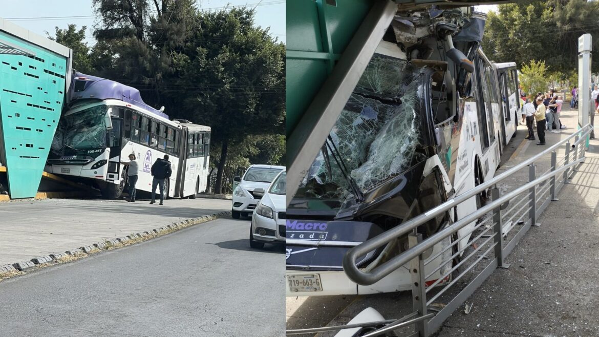 Accidente de Macrobús en Guadalajara deja 7 lesionados tras impactarse contra estación