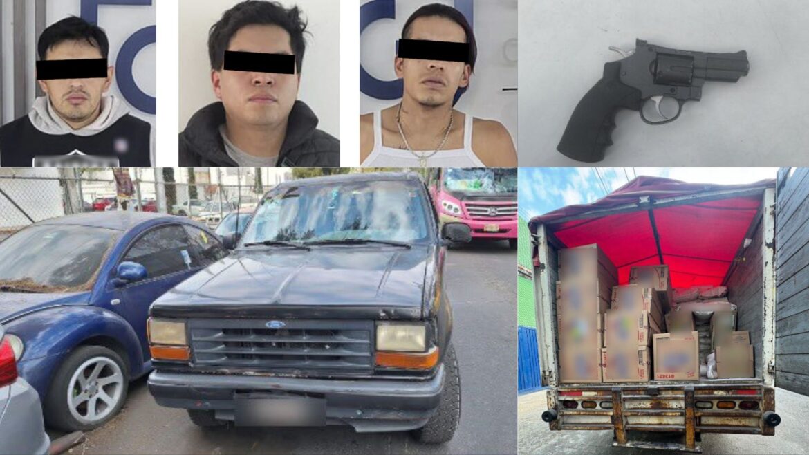 Tres hombres son detenidos tras robar camioneta con abarrotes en Iztapalapa y secuestrar a sus tripulantes