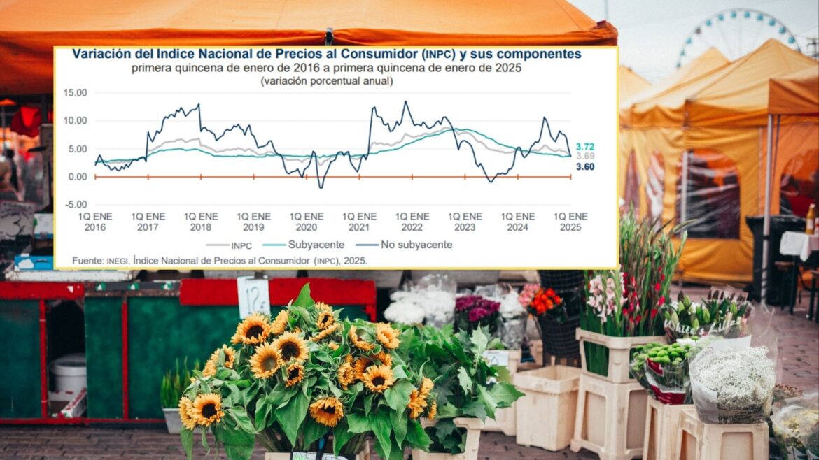 Inflación en México sube 0.20 % en la primera quincena de enero de 2025, alcanzando un 3.69 % anual