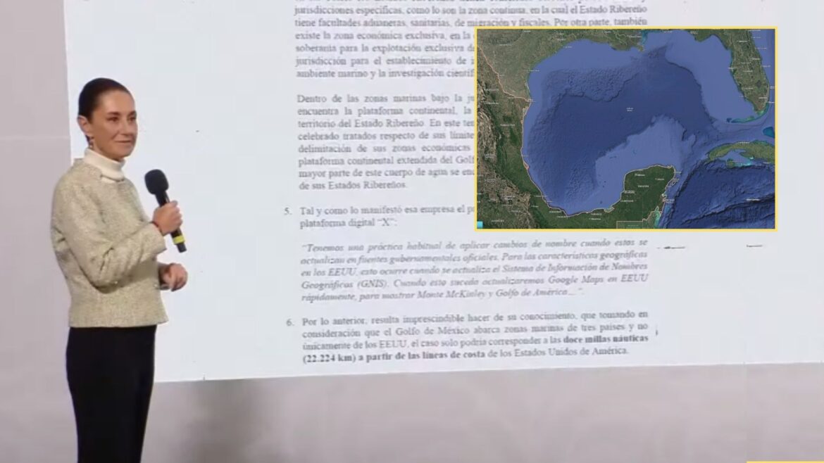 Sheinbaum envía carta a Google para corregir cambio de nombre del Golfo de México a «Golfo de América»