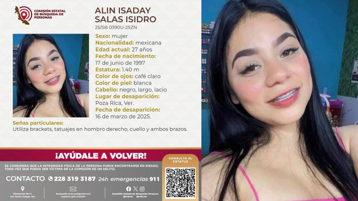 Alin Isaday Salas Isidro, hija de activista del Colectivo Familiares en Búsqueda, es secuestrada en Poza Rica, Veracruz