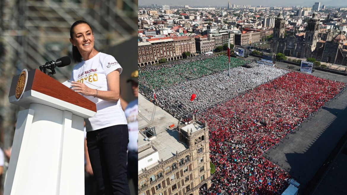 Claudia Sheinbaum encabeza la Clase Nacional de Boxeo desde el Zócalo como símbolo de paz y unidad en México