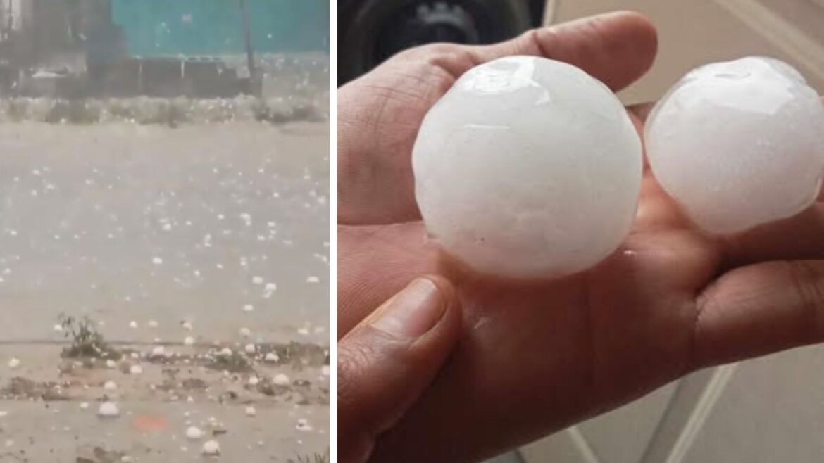 Granizada del tamaño de pelotas de béisbol en Ciénega de Flores; alertan por posible formación de tornados en Nuevo León
