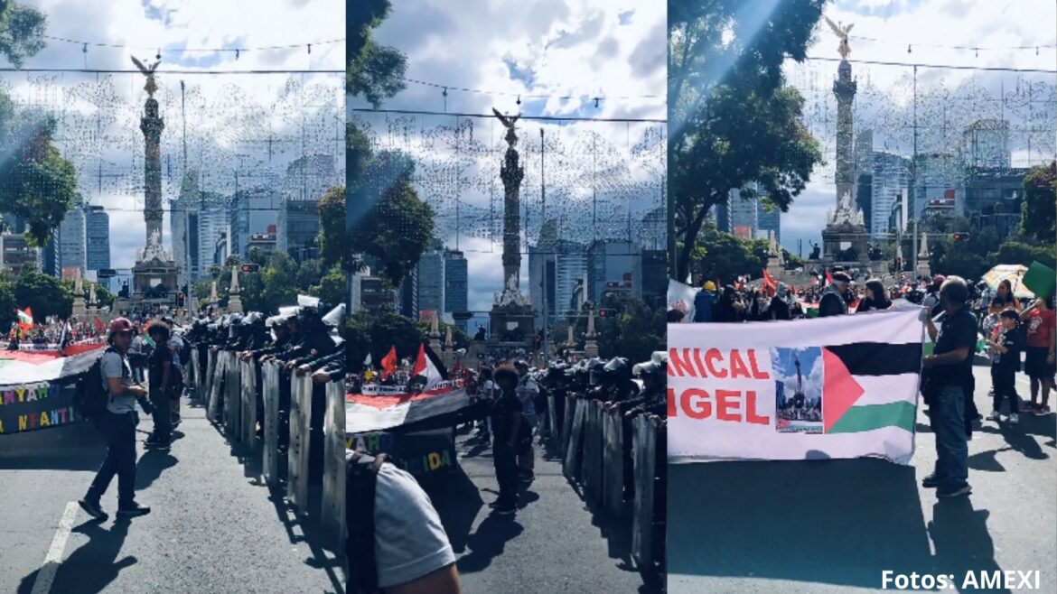 Cientos de manifestantes apoyan a Palestina en CDMX frente a la Embajada de Israel