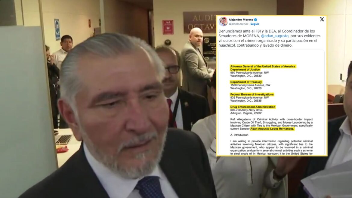 Alejandro Moreno denuncia a Adán Augusto López en EU por presuntos nexos con el huachicol fiscal
