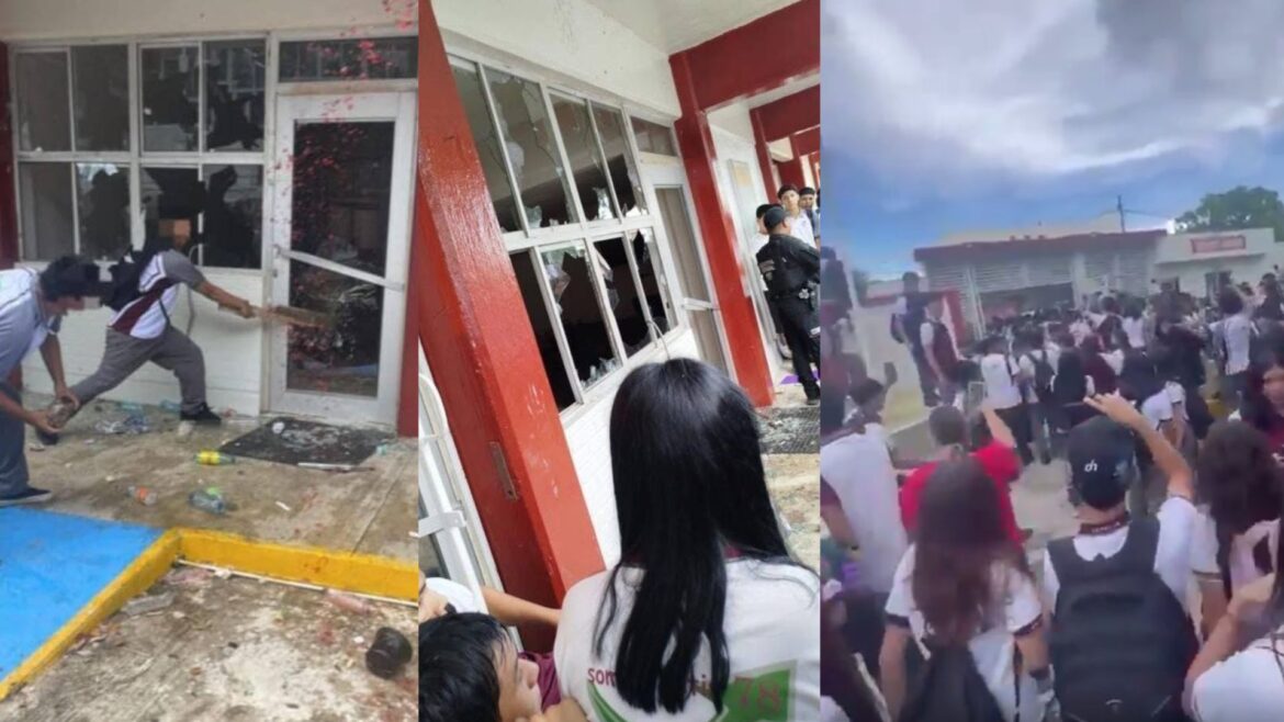 Protesta estudiantil en CETis 78 de Altamira termina en agresión al director y destrozos en la escuela