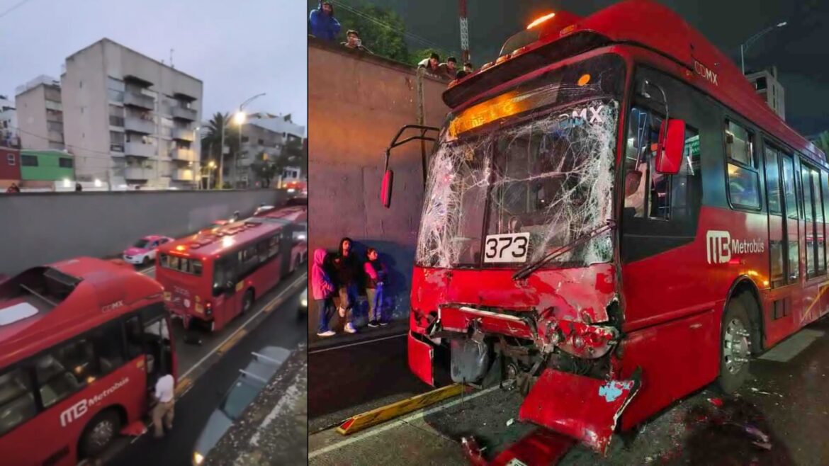 Dos unidades del Metrobús en Línea 2 deja chocan en Xola, hay 12 lesionados